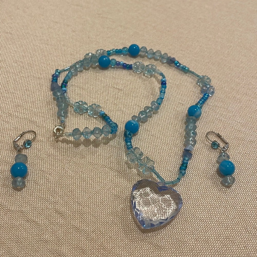 Ocean blue statement necklace and earrings set
